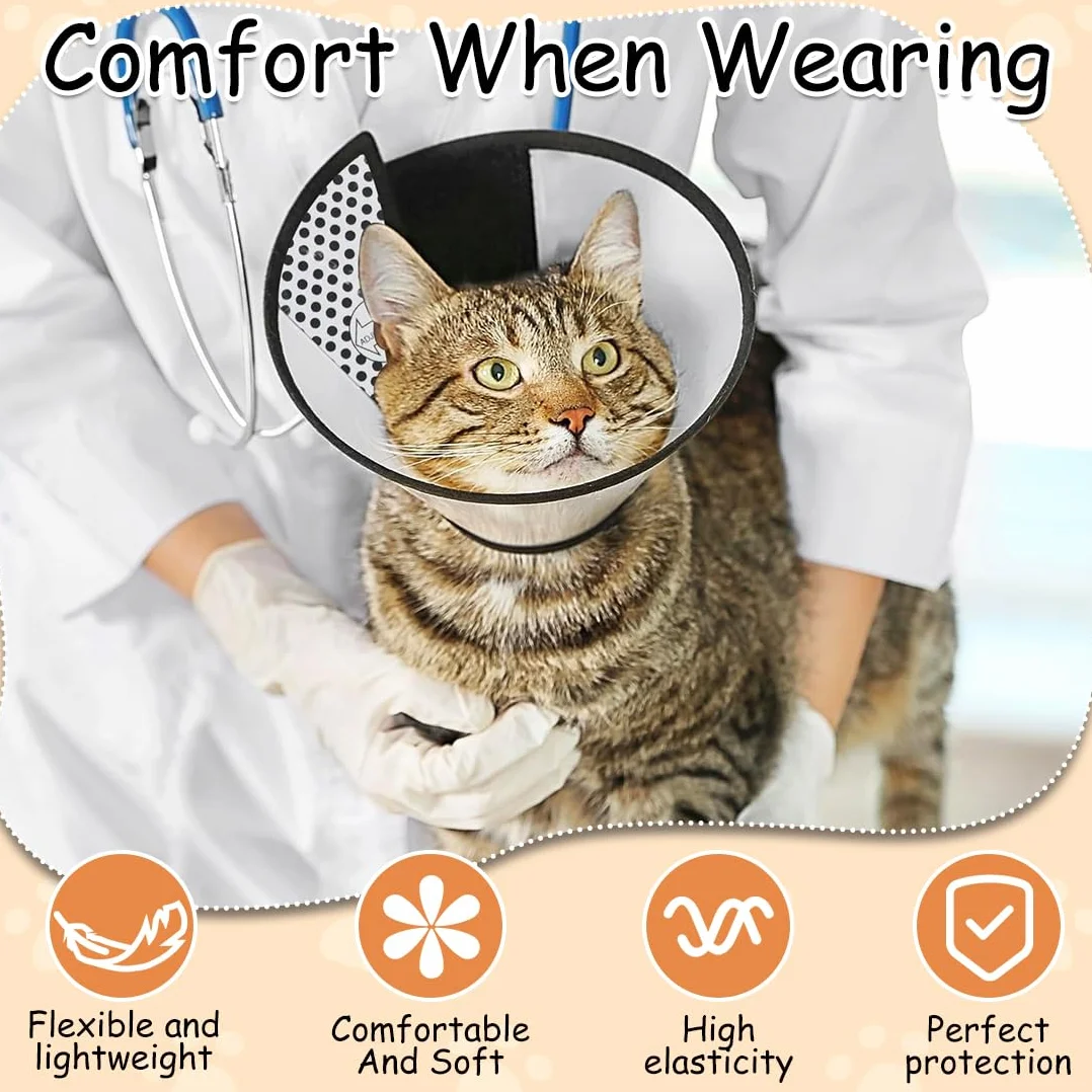 Cône Collerette Protecteur de Cou Réglable Anti-Morsure pour Chats 3-8 kg (27-31cm)