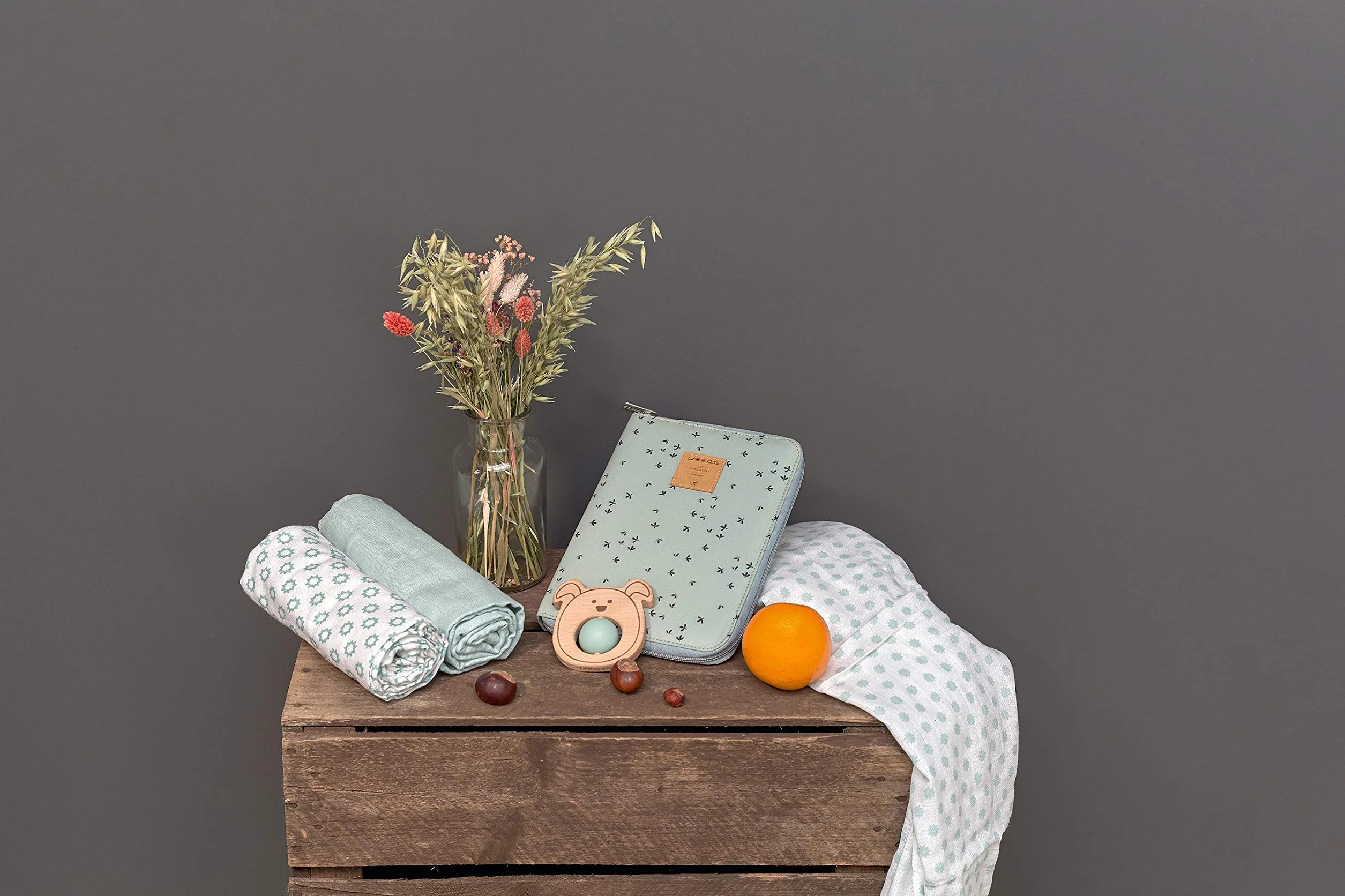 Lässig Trousse à Crayons Casual Document Pouch Floral Mint Bleu