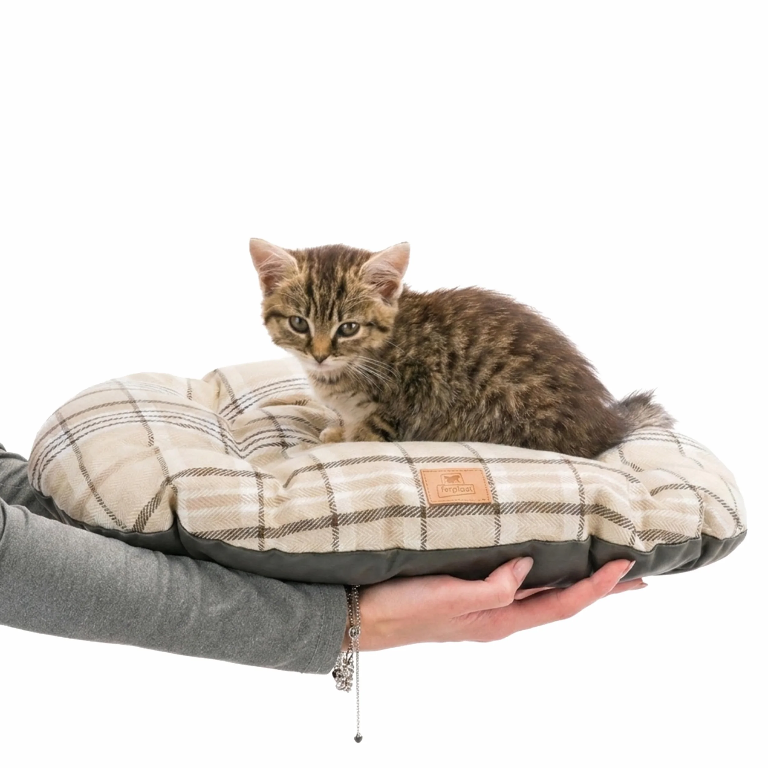 Ferplast Scott Coussin Rembourré Double-Face Écossais Velours Lavable Chien Chat Marron 45/2