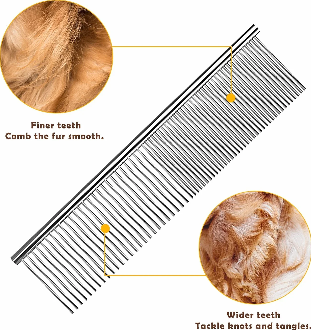 Candure Brosse Chien et Chat Professionnel Double Face 11+6 Dents Élimine Nœuds Tapis Cheveux Emmêlé