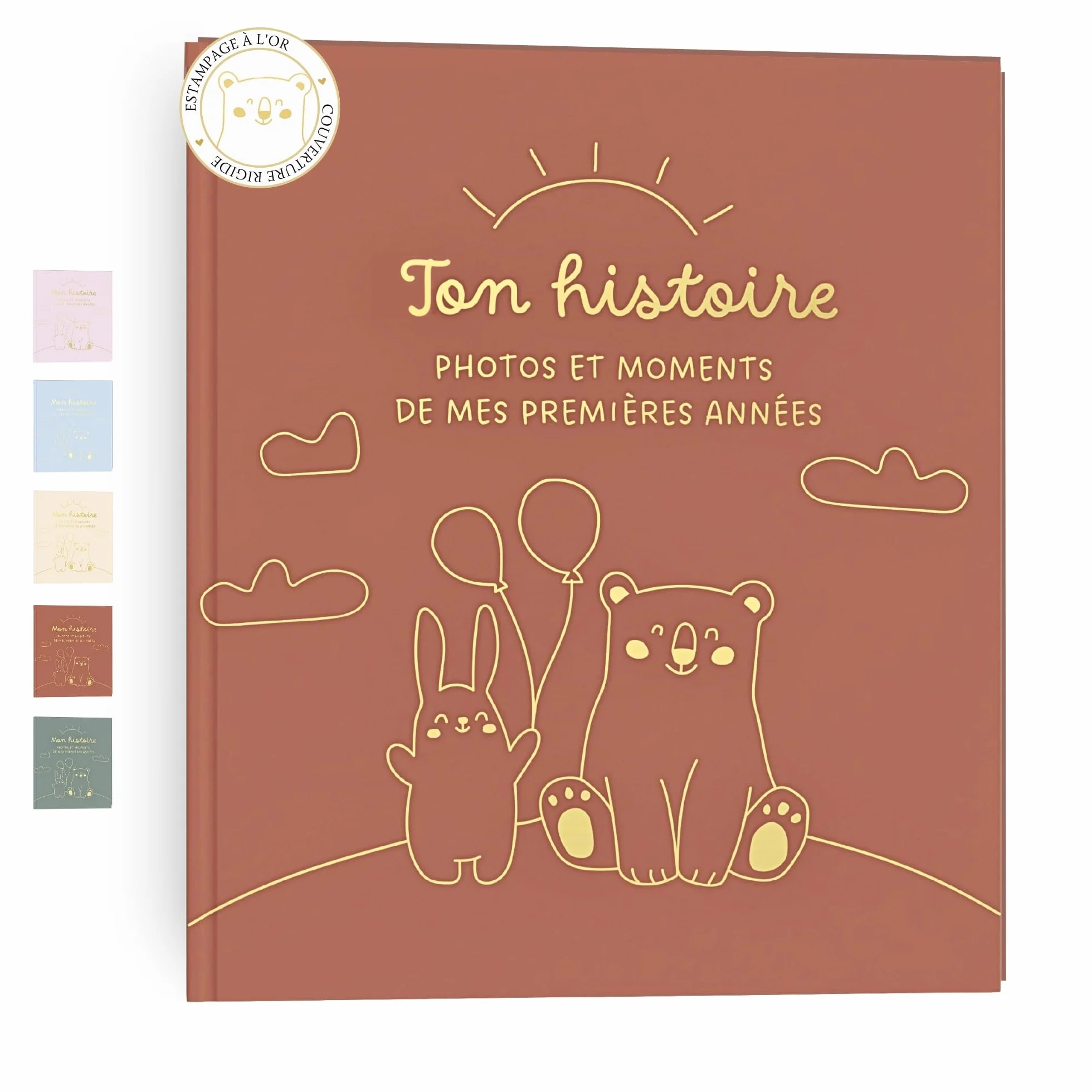 Livre de Naissance Bébé avec Photos et Autocollants, Album Première Année jusqu'à 5 Ans, Cadeau Fille et Garçon