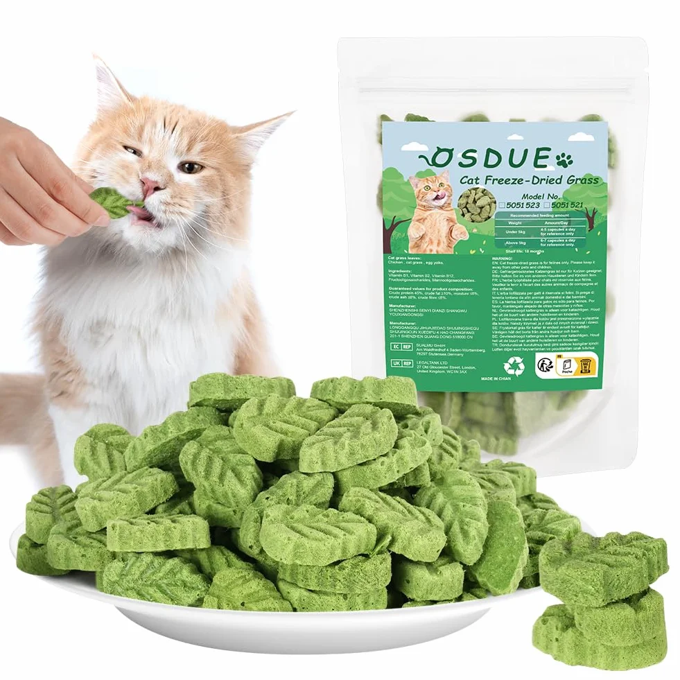 Bâton d'herbe à Chat 100g Feuilles lyophilisé Comestible Nettoyage des Dents Élimination des Boules de Poils pour Chat