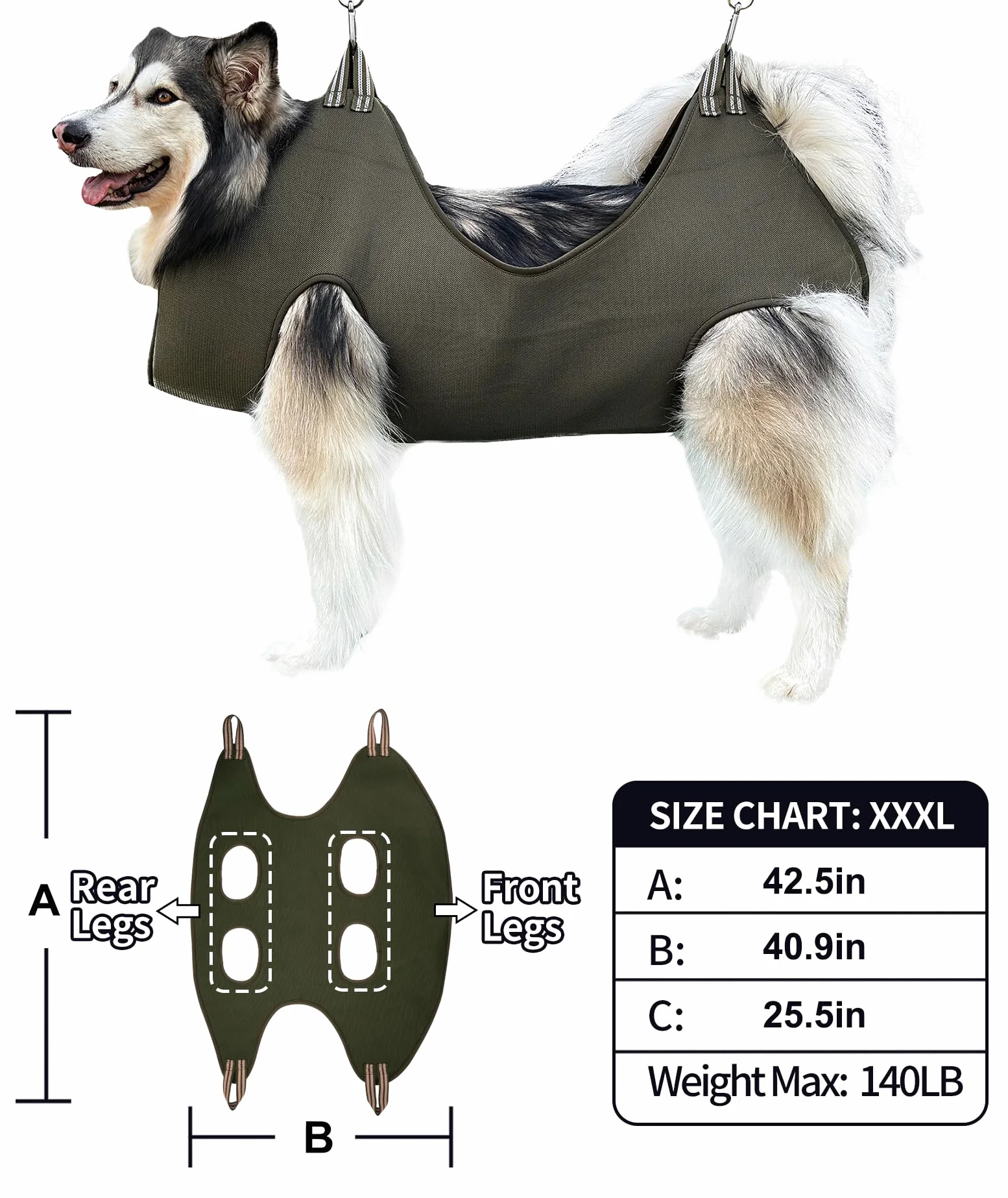 Kkiimatt Harnais hamac de toilettage 10 en 1 pour Animal Domestique avec Coupe-Ongles/Coupe-Ongles, Lime à Ongles, Peigne, Sac de retenue Respirant pour Chien, Aide de toilettage pour Chien pour